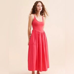 Free People Dylan Midi Dress Hot Pink NEW
